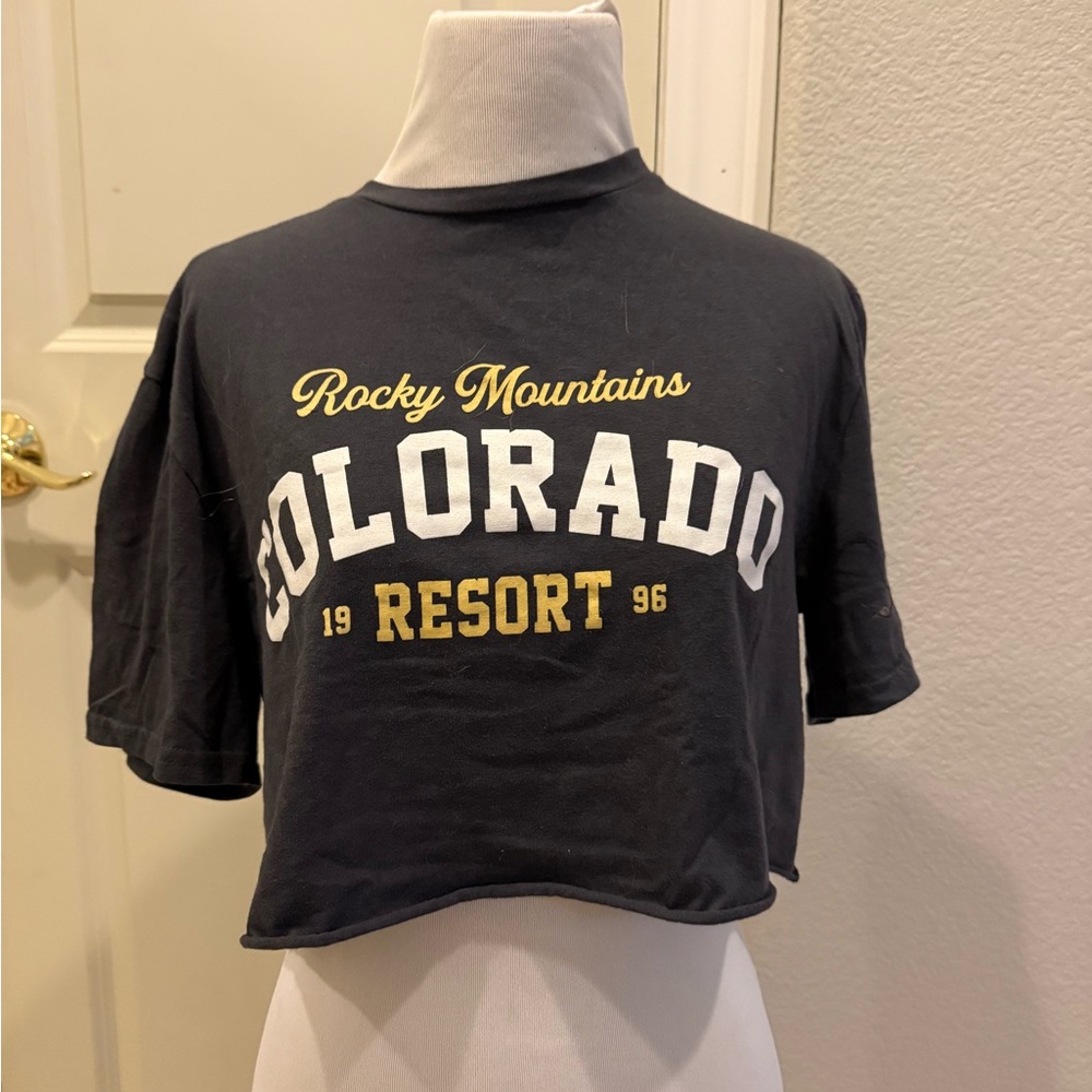 Charlotte Russe Black Colorado Crop Top